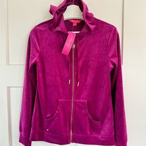 Lilly Pulitzer Fuchsia Velour Hoodie New